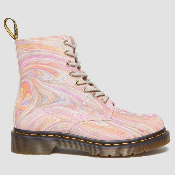 🩵NIB Dr. Martens Pink & Orange Pascal Marbled Suede Boots Size 8 - Picture 14 of 15
